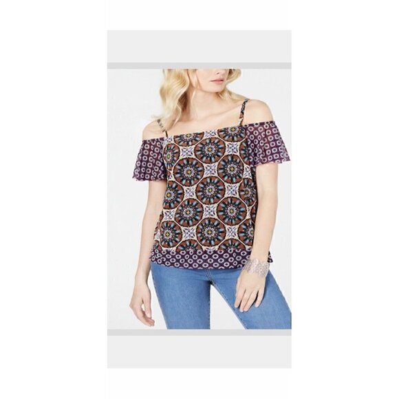 Women’s Medium INC International Concepts Brown & Purple Tank Top Blouse - Picture 6 of 6